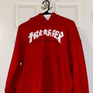 Thrasher red pull over hoodie